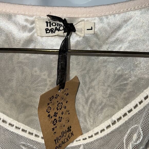 MOLLY BRACKEN Off White Lace Knee Length Dress-L NWT - Picture 7 of 9